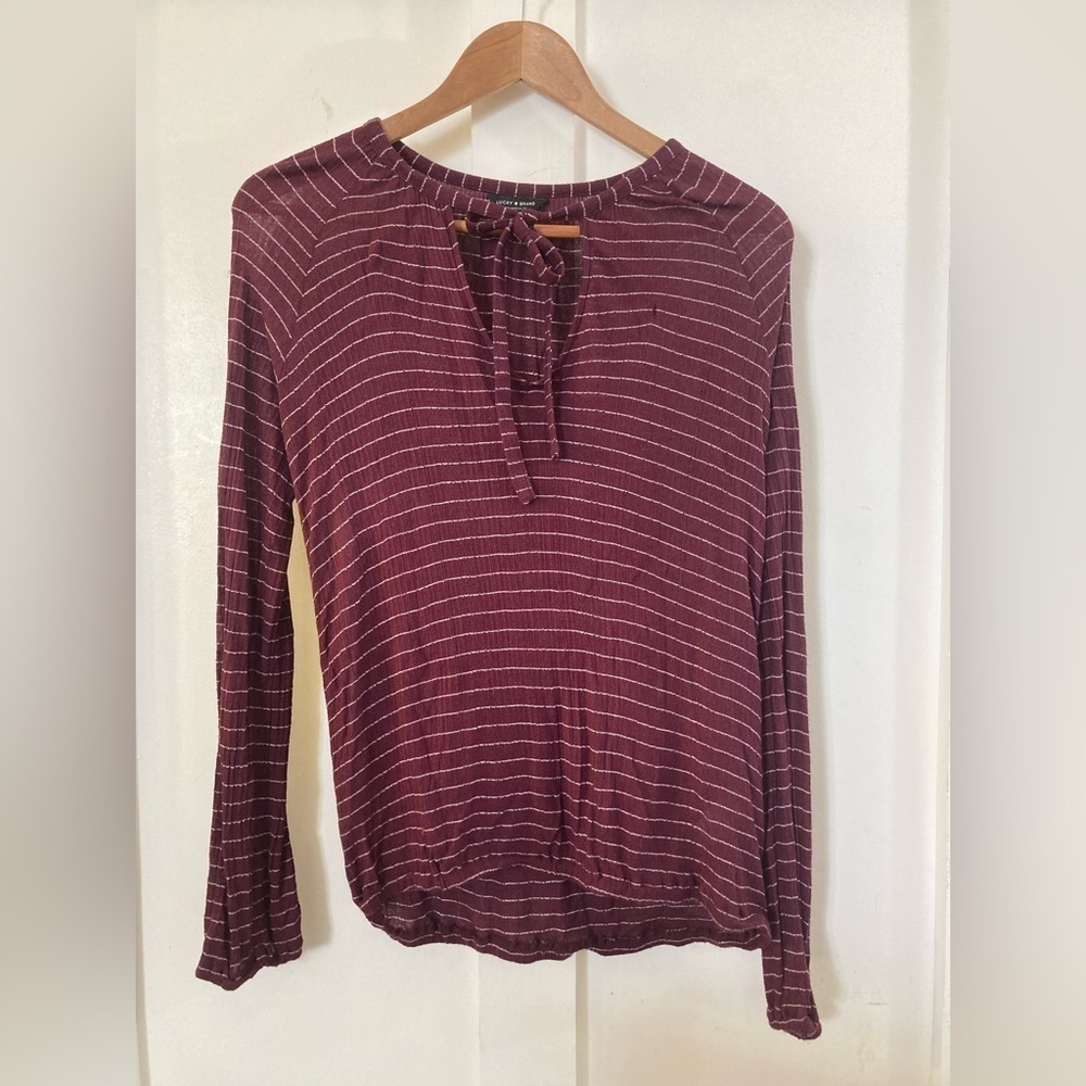 Lucky Brand medium tie front blouse long sleeve